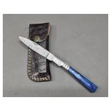 Damascus Folding Knife & Sheath