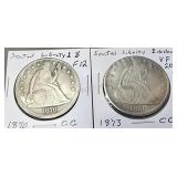 2-- Seated Liberty Dollars