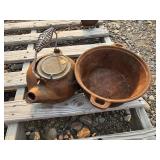 Vintage Cast Iron Kettle & Pan