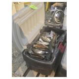 Tote of Vintage Chrome Car Parts