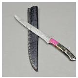 Damascus Knife w/ Leather Sheath
