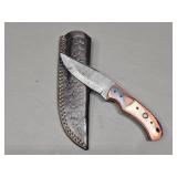 Damascus Knife w/ Leather Sheath
