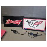 Budweiser & Chevrolet Flag Lighted Signs