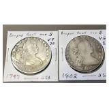 2-- Draped Bust Silver Dollars