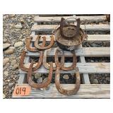 Metal Pot w/ Work Horse Horse Shoes