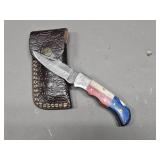 Damascus Folding Knife & Sheath