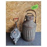 Barrel Pump &  Antique Oil Can