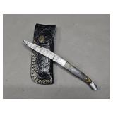 Damascus Folding Knife & Sheath