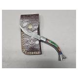 Damascus Folding Knife & Sheath