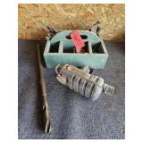 Green Wood Crate with Drill Bits & More