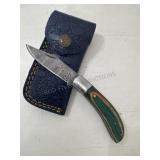 Folding Damascus Knife & Sheath