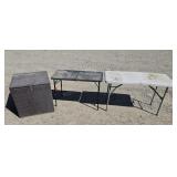 2 - Folding Tables & Wicker Storage Box