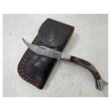 Folding Damacus Knife & Sheath