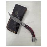 Folding Damascus Knife & Sheath