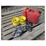 Gas Can, Dodge Tow Hooks, John Deere Mower Rims