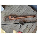 48" Pipe Wrench & Vintage Pipe Threader