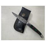 Folding Damascus Knife & Sheath