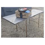 Vintage Folding Table/ Box of Misc Items