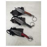 3 - Damascus Knife & Sheath with Lanyards
