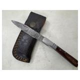 Folding Damascus Knife & Sheath