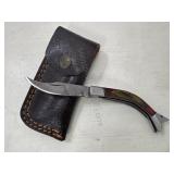 Folding Damascus Knife & Sheath
