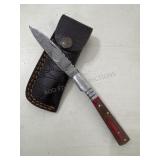 Folding Damascus Knife & Sheath