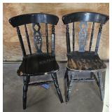 2 - Wood Black Chairs