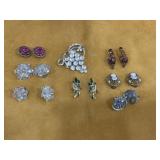 Vintage Costume Jewelry Brooch & Earrings