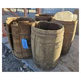 4-- Wooden Barrels w/ Bottles
