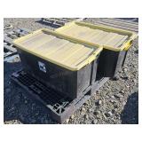 2- Black Totes w/ Yellow Lids