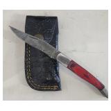 Damascus Folding Knife & Sheath