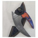 Damascus Ulu Knife & Sheath