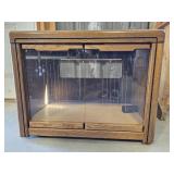 Vintage Wood Grain Cabinet w/ Glass Doors