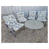 Patio Set - Glass table & 4 chairs & Cushions