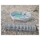 Galvanized Water Tank, Stall Rake, Hog Wire