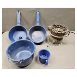 Enamel Pots, Antique One Burner Cooker