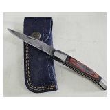 Damascus Folding Knife & Sheath
