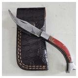 Damascus Folding Knife & Sheath