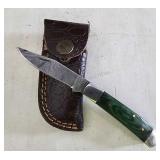 Damascus Folding Knife & Sheath