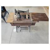 Antique Singer Sewing Machine & Cabinet