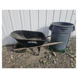 Wheel Barrow w/ Trash Can on Dolly
