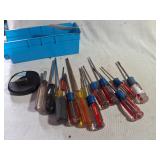 Lot of screwdrivers and tape