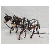 2-Spotted Mules w/Harnesses, Breyers