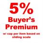 5 % BP w/ Sliding Scale Cap Per Item. 4% CC Fee.