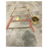 2 Vintage Cross Cut Saws & Brass Spitoon