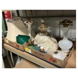 3 Flats of Misc Vintage Lamps, Milk Jug, Etc