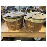 2 Vintage Bushel Baskets, Flower Pots, Stands
