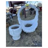 Cement Yard Decor - Basket Planter and Planter