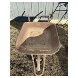 Old Metal Wheel Barrow w/ Steel Wheel