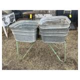 3 Square Wash Tubs w/ 2 Tub Stands